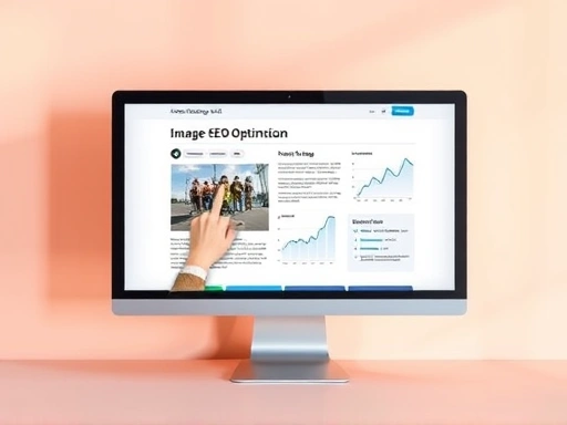 블로그 포스트 화면이 보이는 컴퓨터 모니터와 함께, 손이 마우스로 클릭하고 있는 이미지
