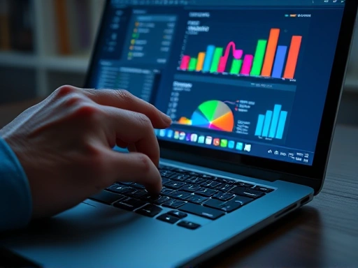 마이크로 클로즈업 샷으로, 한 손이 노트북 키보드 위에서 '키워드'라는 단어가 강조된 블로그 글을 수정하고 있다.