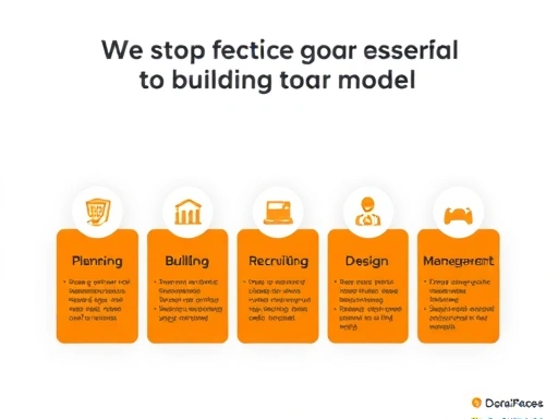 블로그 프랜차이즈 모델의 단계별 구축 과정을 보여주는 인포그래픽 스타일의 이미지