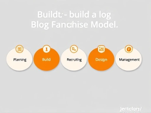 블로그 프랜차이즈 모델의 단계별 구축 과정을 보여주는 인포그래픽 스타일의 이미지