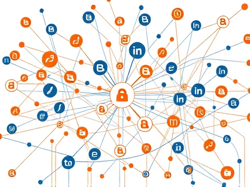 다양한 블로거 아이콘과 연결된 선들이 복잡하게 얽혀 네트워크를 형성하는 모습