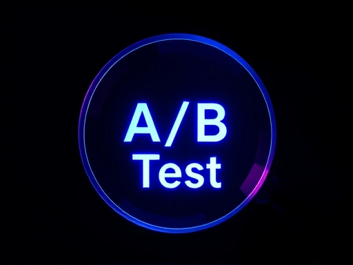 어두운 배경에 빛나는 돋보기가 놓여 있고, 그 돋보기가 'A/B Test'라는 글자를 비추고 있는 모습