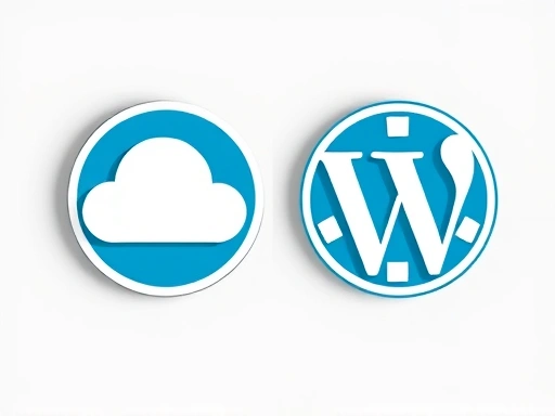 두 개의 다른 워드프레스 로고가 대조되는 색상으로 나란히 놓여 있고, 한쪽은 클라우드 아이콘이, 다른 한쪽은 기어 아이콘이 강조되어 워드프레스닷컴의 호스팅 서비스와 워드프레스닷오알지의 커스터마이징 가능성을 시각적으로 표현합니다.