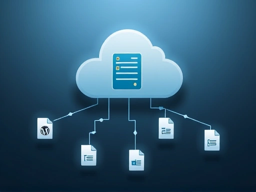 구름 모양의 서버 아이콘과 여러 개의 작은 문서 아이콘이 화살표를 통해 서로 연결되어 있는 모습