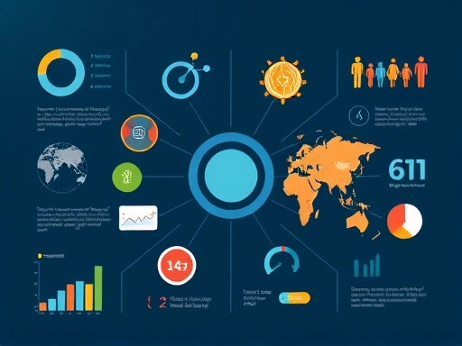 다양한 차트와 아이콘이 조화롭게 배치된 현대적인 스타일의 인포그래픽 예시.