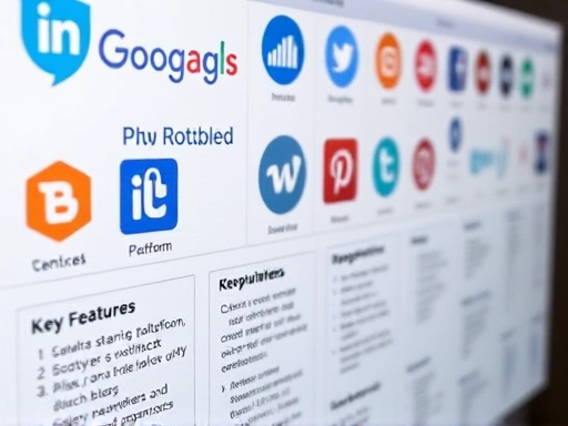 여러 블로그 플랫폼의 로고가 정렬된 디지털 차트가 클로즈업되어 있다.