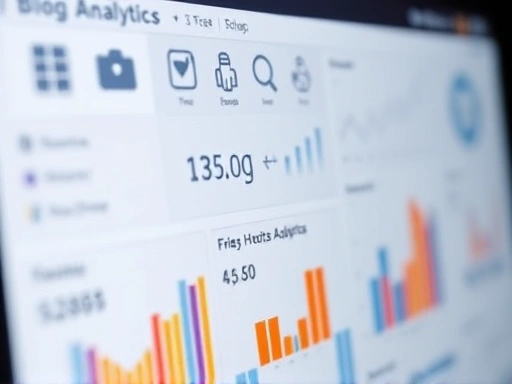 다양한 아이콘과 숫자가 그래프 형태로 시각화된 블로그 분석 대시보드 화면 클로즈업.