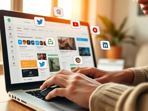 콘텐츠 제작자가 노트북 앞에서 쿠팡 파트너스 대시보드를 보며 콘텐츠를 기획하는 클로즈업.