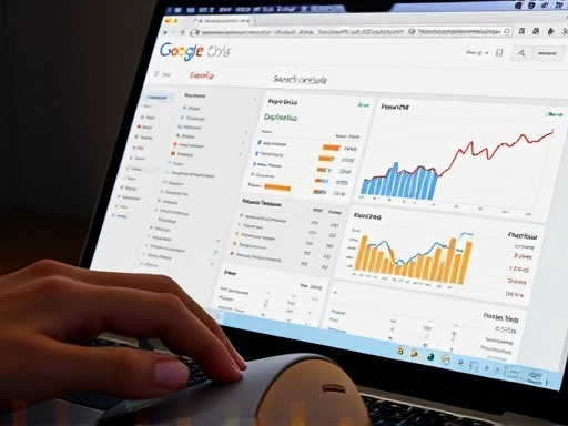 구글 서치 콘솔과 구글 애널리틱스 대시보드가 열려 있는 노트북 화면의 클로즈업.