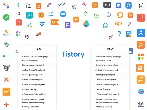 다채로운 아이콘과 정보 박스로 가득 찬 현대적인 웹페이지 레이아웃을 보여주는 스크린샷.