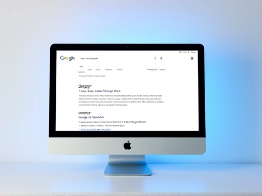 깔끔한 배경 위에 컴퓨터 화면이 보이며, 그 화면에는 구글 검색 결과 페이지의 피처드 스니펫이 명확하게 강조되어 있다.