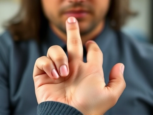 Close-up of a person's hand counting silently, representing the 6-second rule in action, with a blurred, slightly agitated background to emphasize the transition to calm.