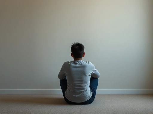 A person sitting alone in a quiet room, looking thoughtful or worried, representing adult separation anxiety and the internal struggle. Soft, muted colors.