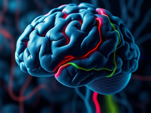 Close-up of a brain's neural network, with distinct colored pathways representing shame and guilt, illustrating the neurological differences in processing these emotions during healthy self-reflection.