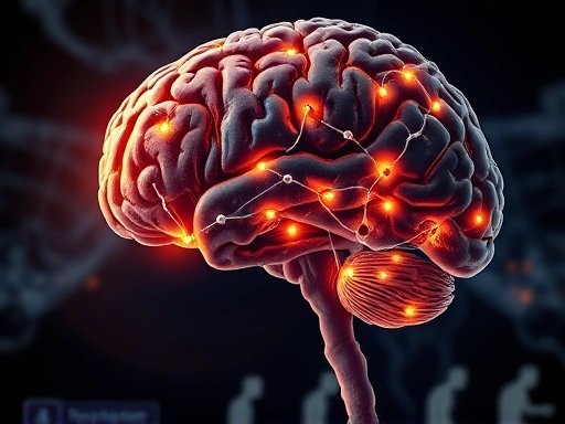 A detailed, conceptual illustration showing brain pathways lighting up with dopamine, representing the reward system's response to sweet tastes, with a subtle background of human evolution. Focus on scientific accuracy and neural activity.