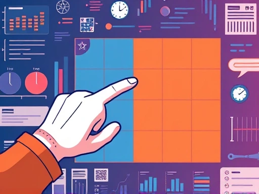 A focused illustration of a hand pointing to a section of an evaluation matrix, symbolizing convergent thinking, selection, and logical decision-making amidst complex data.