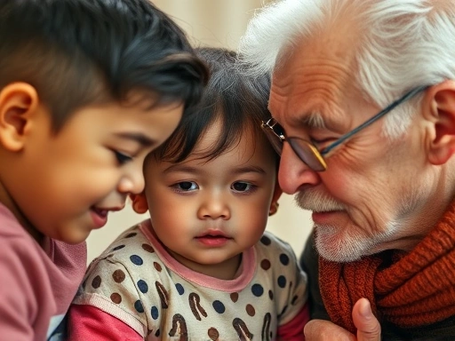 A close-up of diverse individuals representing different life stages (baby, child, teenager, adult, elderly person) subtly interacting, symbolizing the continuous nature of psychological development and intergenerational connection, with a warm, empathetic tone.