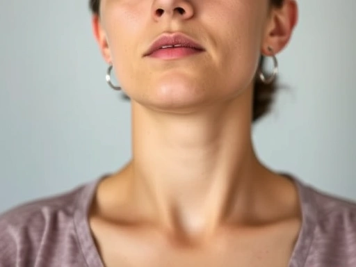A close-up shot of a person practicing a deep breathing exercise, focusing on their calm facial expression and the gentle rise and fall of their chest, suggesting tranquility and control amidst anxiety.