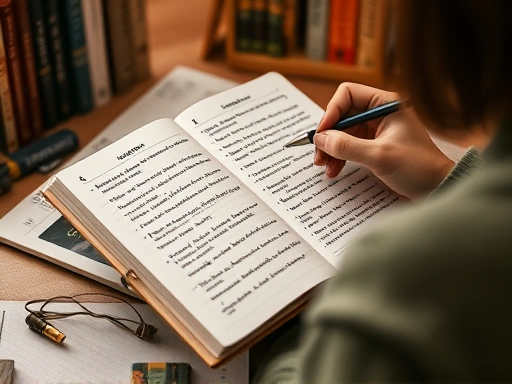 A person diligently writing in an English diary, starting with a single sentence and gradually expanding into a paragraph, set in a cozy study room with a pen and notebook, reflecting the step-by-step guide.