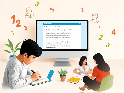 A focused image illustrating various methods of grammar improvement, such as a person writing in a notebook, a computer screen showing a grammar checker, and people engaged in a language exchange, all surrounded by subtle grammatical symbols, clean, modern, warm lighting.