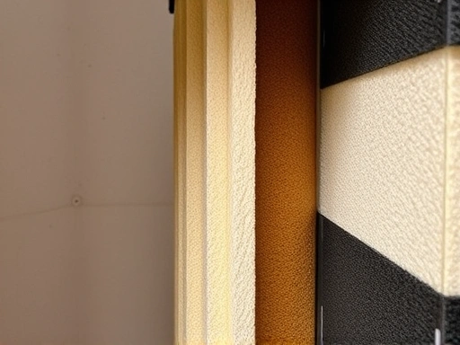 A close-up shot of soundproofing materials being applied to an insect enclosure. Show various textures like acoustic foam panels, rubber mats, and sealing strips. Highlight the effectiveness of these materials in blocking or absorbing sound. Include details of proper ventilation alongside soundproofing. SEO keywords: soundproofing materials, acoustic foam, noise reduction, insect enclosure, DIY soundproofing.