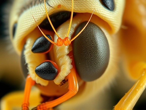 A close-up, microscopic view of insect reproductive cells or organs, highlighting abnormalities or healthy structures, with a sense of scientific investigation and precision.
