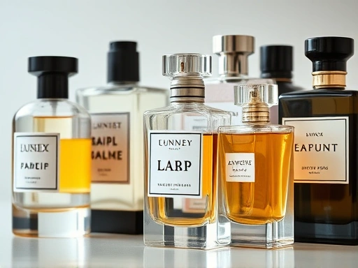 A close-up shot of various elegant unisex fragrance bottles, showcasing their unique designs and labels, arranged artfully on a clean surface, emphasizing 'perfume collection' and 'niche scents'.