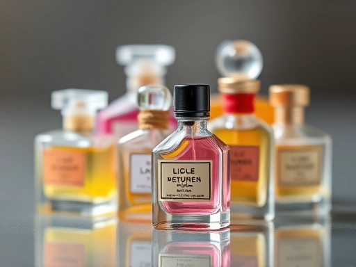 A close-up shot of several miniature perfume bottles in various shapes and colors, highlighting the delicate details of their packaging and the subtle reflections on the glass, emphasizing their collectible appeal.