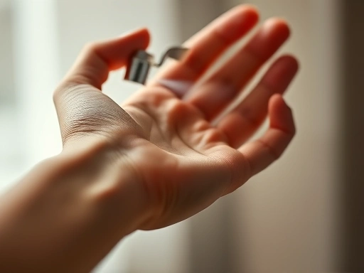 A close-up shot of a hand gently spraying perfume onto a wrist, showing the fine mist and the texture of the skin, highlighting the intimate and personal aspect of fragrance application.