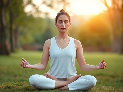 A serene individual meditating outdoors, radiating peace and compassion, embodying loving-kindness.