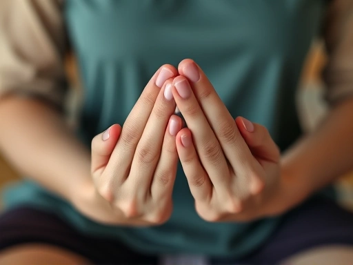 Close-up of hands gently holding, symbolizing compassion and support for mental health during meditation.