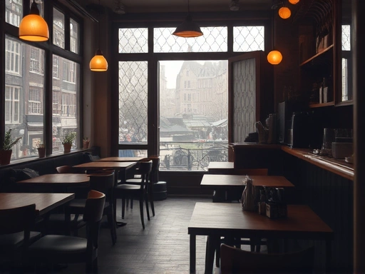 암스테르담의 한 고즈넉한 커피숍 내부 풍경.