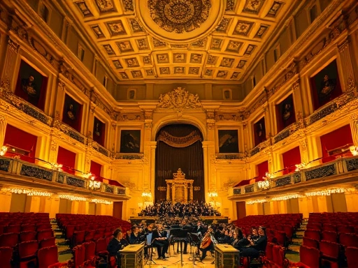 오스트리아 비엔나의 웅장한 무지크페라인 황금홀 내부.