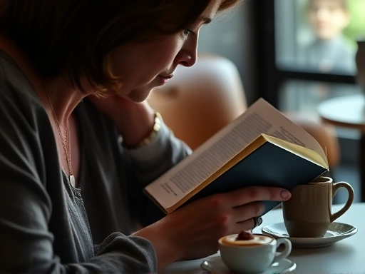 한 손님이 조용히 책을 읽고 있는 모습