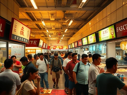 싱가포르 맥스웰 푸드센터의 점심시간 풍경.