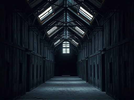 아우슈비츠 비르케나우의 낡고 허름한 나무 막사 내부의 클로즈업.