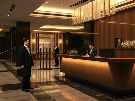 상하이의 어느 비즈니스 호텔 로비.