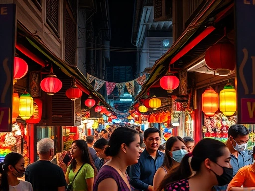 방콕 야시장의 활기 넘치는 모습