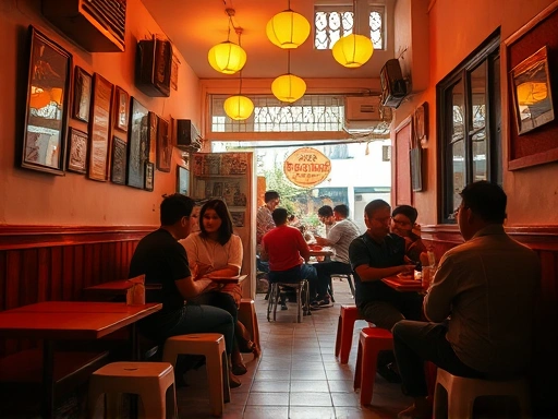 정감 가는 베트남 호치민의 작은 로컬 카페 내부 전경.