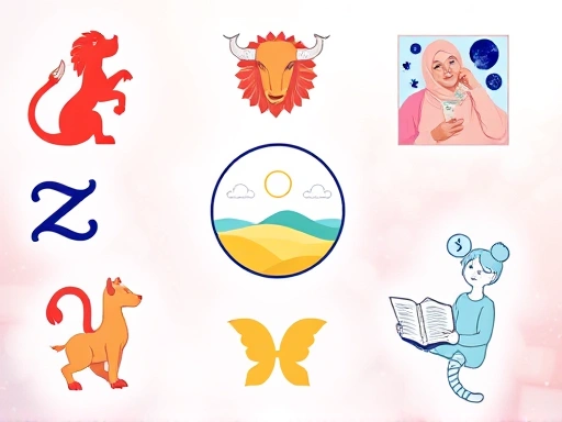 다양한 별자리 아이콘들이 한데 모여 활기찬 분위기