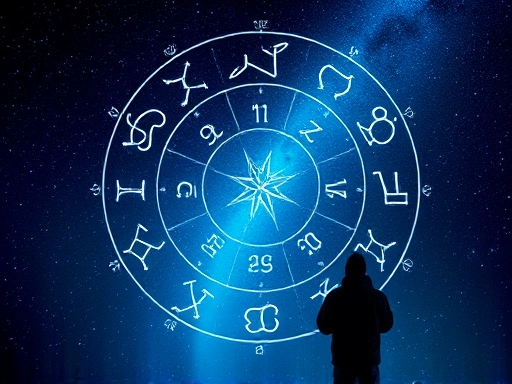 밤하늘의 황도 12궁 별자리들이 빛나고 있는 모습