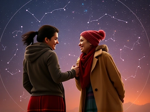 다양한 국적과 인종의 남녀 커플들이 각자의 별자리에 맞는 이상형과 연애 스타일을 보여주며 행복하게 데이트하는 모습