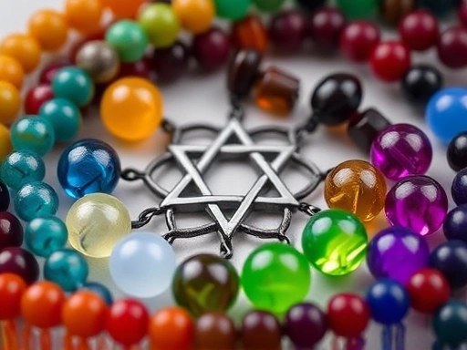 각 별자리를 대표하는 상징물 주변으로 7가지 색상의 차크라 에너지 구슬들이 섬세하게 배열되어 있는 클로즈업 이미지