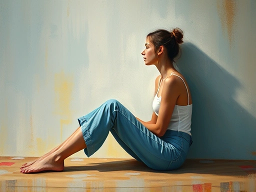 이별 후 새로운 사랑을 시작하기 전, 자신의 내면을 들여다보고 고민하는 여성이 평화로운 모습