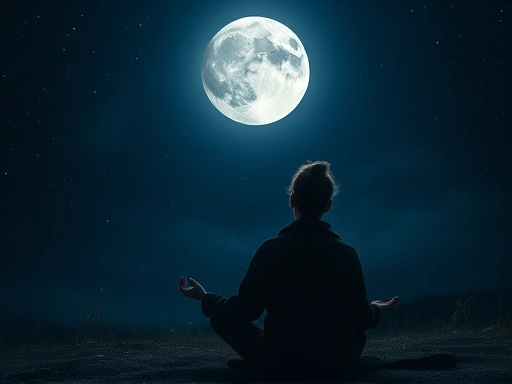 밤하늘을 환하게 비추는 보름달 아래, 신비로운 분위기
