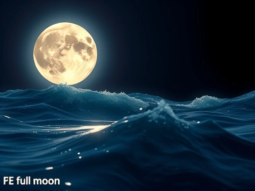 감정의 흐름을 상징하는 물결과 빛나는 보름달이 함께 클로즈업된 이미지