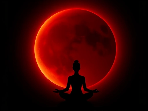 지구의 그림자에 의해 붉게 물든 월식의 신비로운 모습