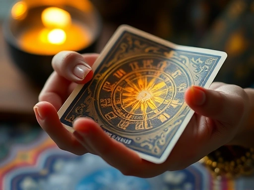 손으로 섬세하게 타로 카드를 펼치고 있는 모습