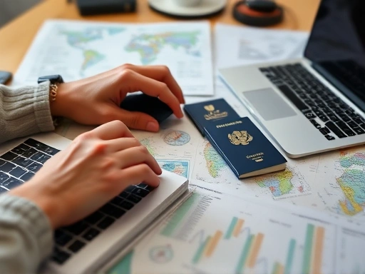 해외 이주와 투자 이민 준비 과정을 보여주는 클로즈업 장면