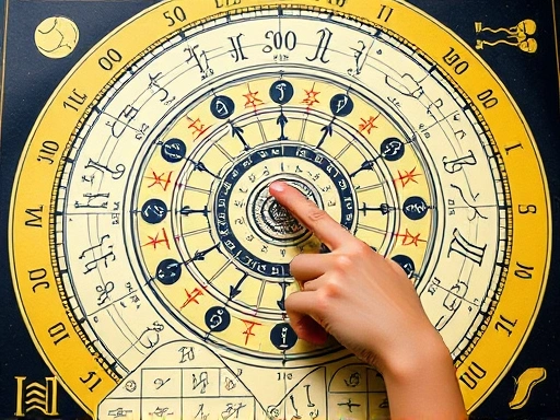 고급스러운 점성술 차트가 펼쳐진 모습